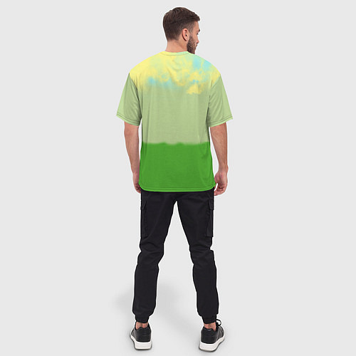 Мужская футболка оверсайз Пикачу на травке / 3D-принт – фото 4