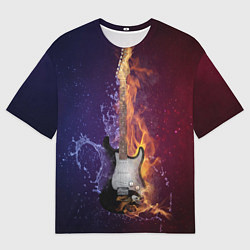 Футболка оверсайз мужская Гитара огня, цвет: 3D-принт