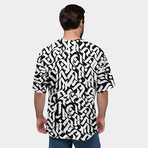 Мужская футболка оверсайз Шрифт на чёрном / 3D-принт – фото 4