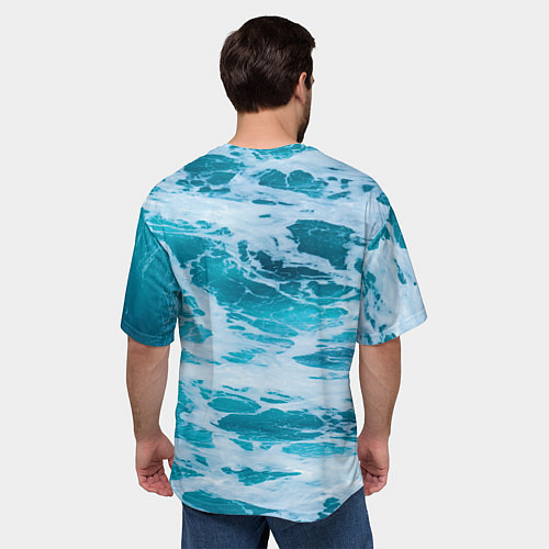 Мужская футболка оверсайз Вода волны пена море / 3D-принт – фото 4