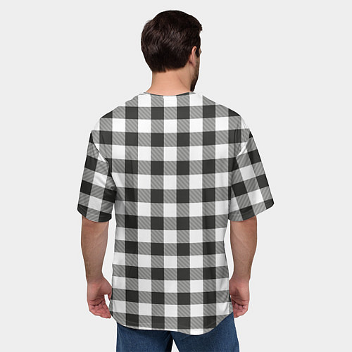 Мужская футболка оверсайз Черно-белая клетка / 3D-принт – фото 4