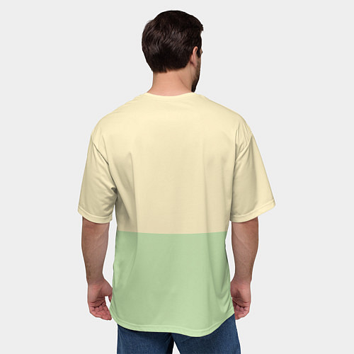 Мужская футболка оверсайз Чёрный кот на ярком фоне / 3D-принт – фото 4