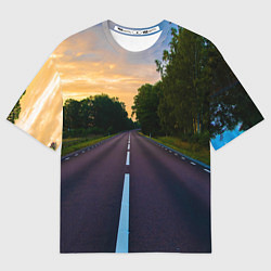 Мужская футболка оверсайз Дорога