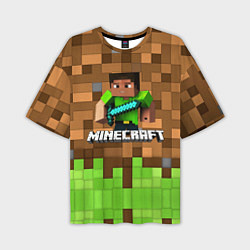 Мужская футболка оверсайз Minecraft logo heroes
