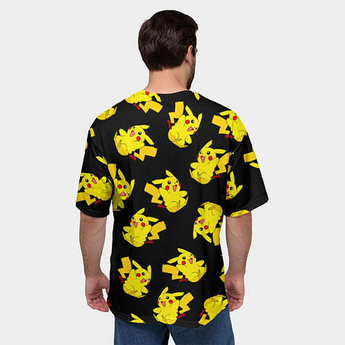 Мужская футболка оверсайз Веселый пикачу / 3D-принт – фото 4