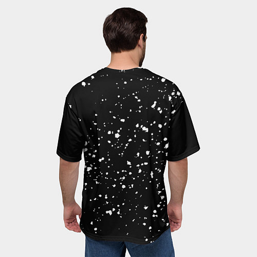 Мужская футболка оверсайз Каллиграфия на чёрном фоне / 3D-принт – фото 4