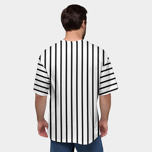 Мужская футболка оверсайз Чёрные и белые полосы / 3D-принт – фото 4