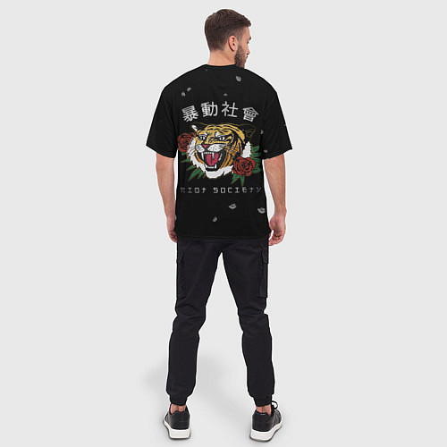 Мужская футболка оверсайз Тигр спина / 3D-принт – фото 4