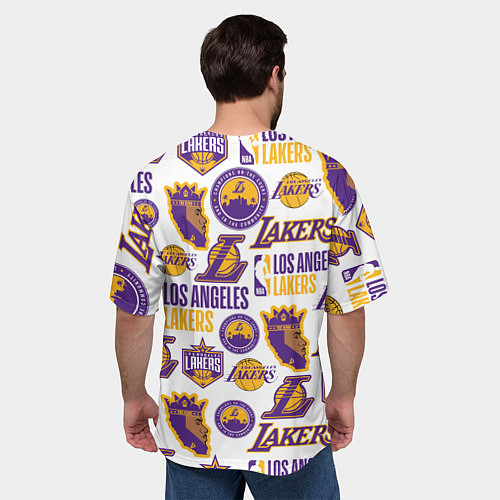 Мужская футболка оверсайз LAKERS LOGO / 3D-принт – фото 4