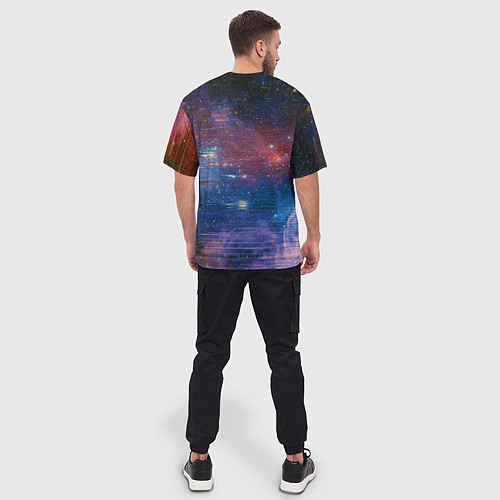 Мужская футболка оверсайз Glitch space / 3D-принт – фото 4