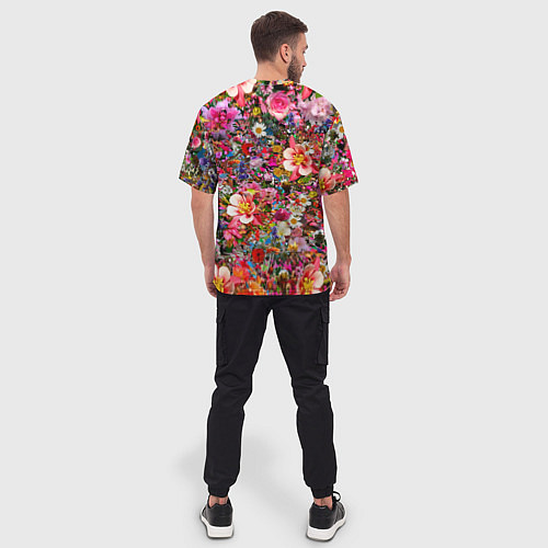 Мужская футболка оверсайз Разные цветы / 3D-принт – фото 4