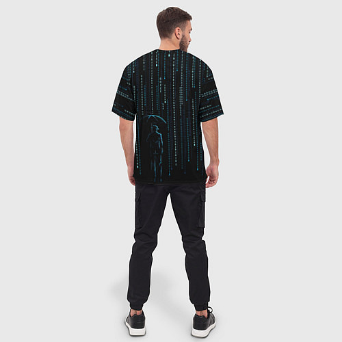 Мужская футболка оверсайз Двоичный дождь, матрица / 3D-принт – фото 4
