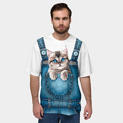 Футболка оверсайз мужская КОТЕНОК В КАРМАНЕ, цвет: 3D-принт — фото 2