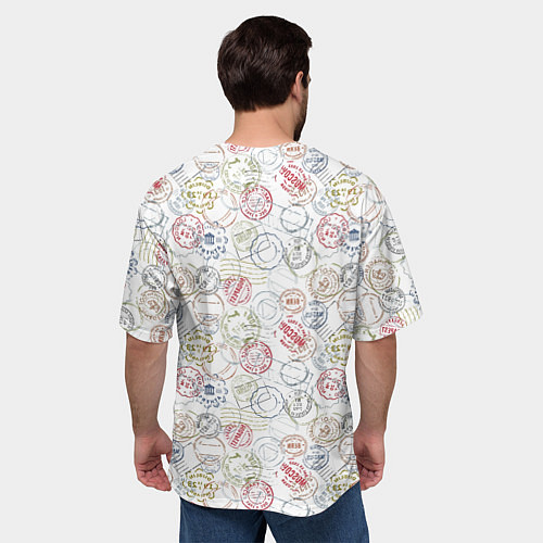 Мужская футболка оверсайз Штампы мира / 3D-принт – фото 4