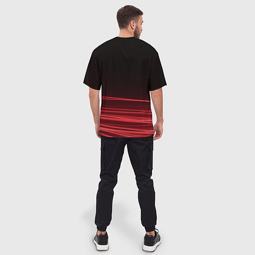 Мужская футболка оверсайз Красное и Черное / 3D-принт – фото 4