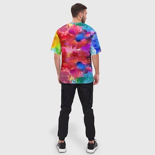 Мужская футболка оверсайз Брызги красок / 3D-принт – фото 4