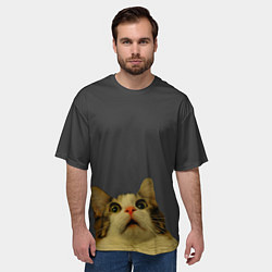 Футболка оверсайз мужская Коте смотрит вверх, цвет: 3D-принт — фото 2