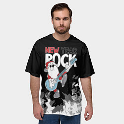 Футболка оверсайз мужская New year rock, цвет: 3D-принт — фото 2