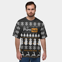 Футболка оверсайз мужская Christmas PornHub, цвет: 3D-принт — фото 2
