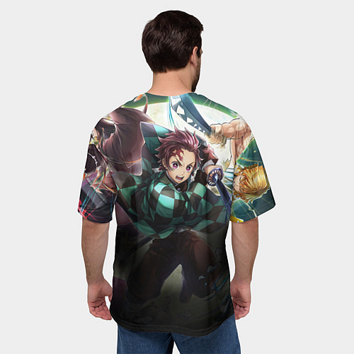 Мужская футболка оверсайз КЛИНОК РАССЕКАЮЩИЙ ДЕМОНОВ / 3D-принт – фото 4