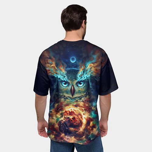 Мужская футболка оверсайз Сова Космос / 3D-принт – фото 4