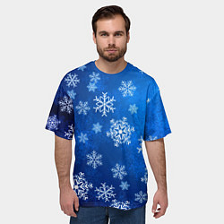 Футболка оверсайз мужская Новый Год Снежинки, цвет: 3D-принт — фото 2
