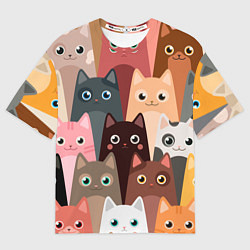 Мужская футболка оверсайз Котики мультяшные