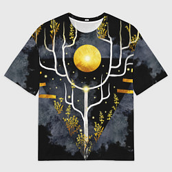 Футболка оверсайз мужская Графит и золото: дерево жизни, цвет: 3D-принт