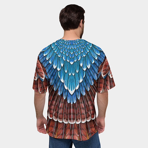 Мужская футболка оверсайз Оперение: сойка / 3D-принт – фото 4