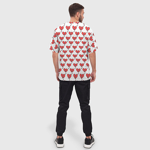 Мужская футболка оверсайз Разбитое Сердце / 3D-принт – фото 4