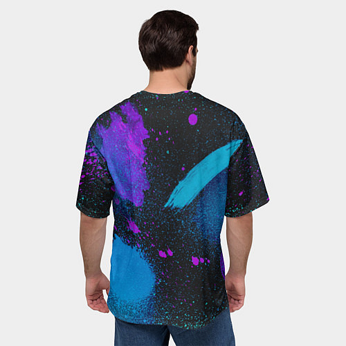 Мужская футболка оверсайз TESLA NEON / 3D-принт – фото 4