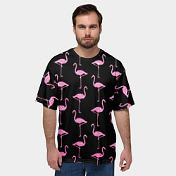 Футболка оверсайз мужская Фламинго Чёрная, цвет: 3D-принт — фото 2