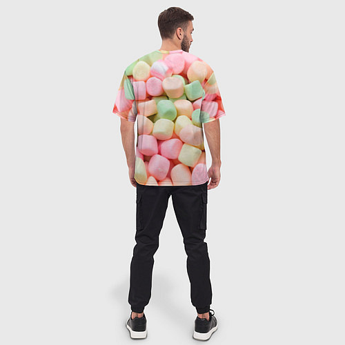 Мужская футболка оверсайз Маршмэлов зефирки нежные / 3D-принт – фото 4