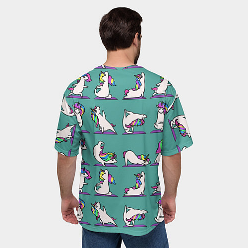 Мужская футболка оверсайз Единороги Зарядка / 3D-принт – фото 4