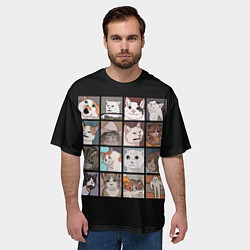 Футболка оверсайз мужская Коты и кошки, цвет: 3D-принт — фото 2