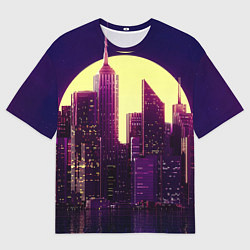 Футболка оверсайз мужская Неоновый город, цвет: 3D-принт