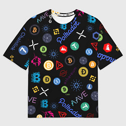 Мужская футболка оверсайз BITCOIN PATTERN БИТКОИН Z