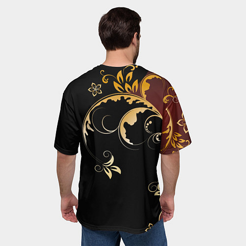 Мужская футболка оверсайз Узор - Хохлома / 3D-принт – фото 4
