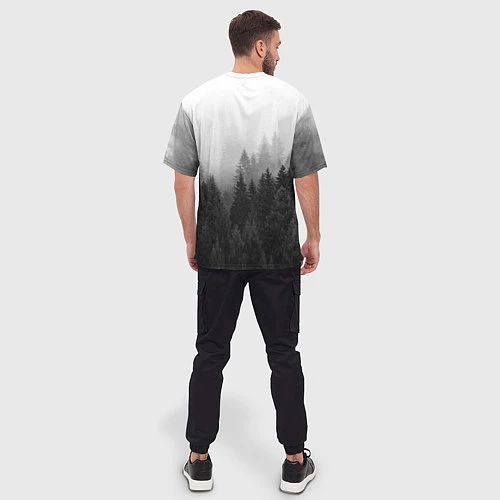 Мужская футболка оверсайз Туманный лес / 3D-принт – фото 4