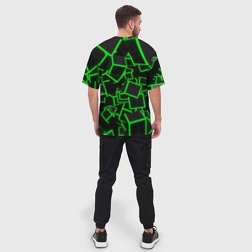 Мужская футболка оверсайз Cyber cube / 3D-принт – фото 4