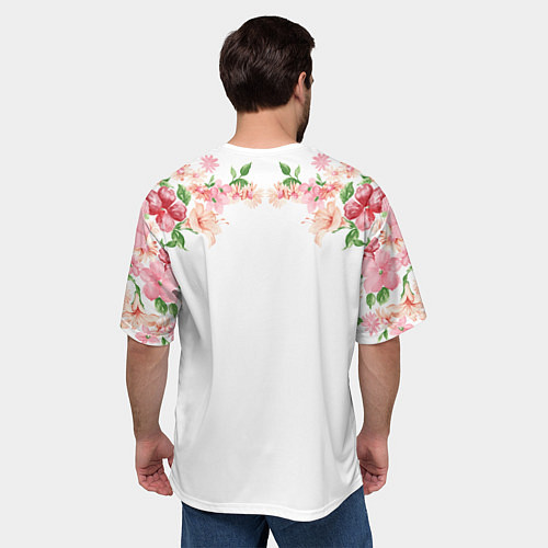 Мужская футболка оверсайз Цветы / 3D-принт – фото 4