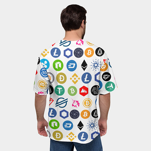 Мужская футболка оверсайз BITCOIN PATTERN БИТКОИН Z / 3D-принт – фото 4