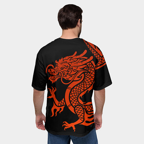 Мужская футболка оверсайз RED CHINA DRAGON / 3D-принт – фото 4