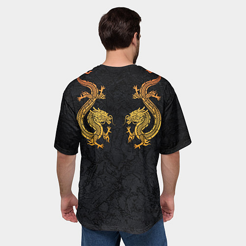 Мужская футболка оверсайз GOLD CHINA DRAGONS / 3D-принт – фото 4