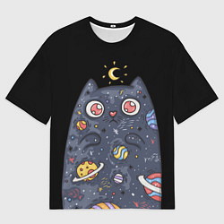 Футболка оверсайз мужская КОСМИЧЕСКИЙ КОТ, цвет: 3D-принт