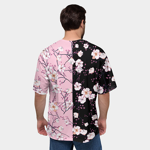 Мужская футболка оверсайз САКУРА SAKURA ВИШНЯ / 3D-принт – фото 4
