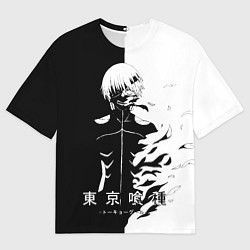 Футболка оверсайз мужская Токийский гуль черно белый Кен, цвет: 3D-принт