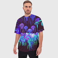 Футболка оверсайз мужская Неоновые медузы, цвет: 3D-принт — фото 2