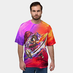 Футболка оверсайз мужская Шаман Кинг Йо Асакура, цвет: 3D-принт — фото 2