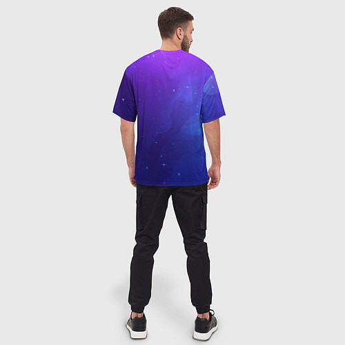 Мужская футболка оверсайз Retrowave Neon Horse / 3D-принт – фото 4